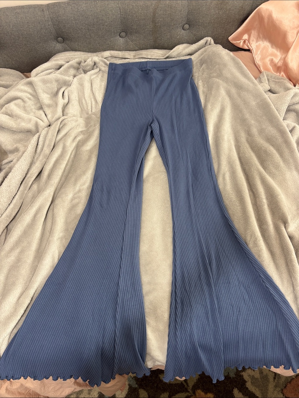 aerie Blue Ribbed Flare Pants